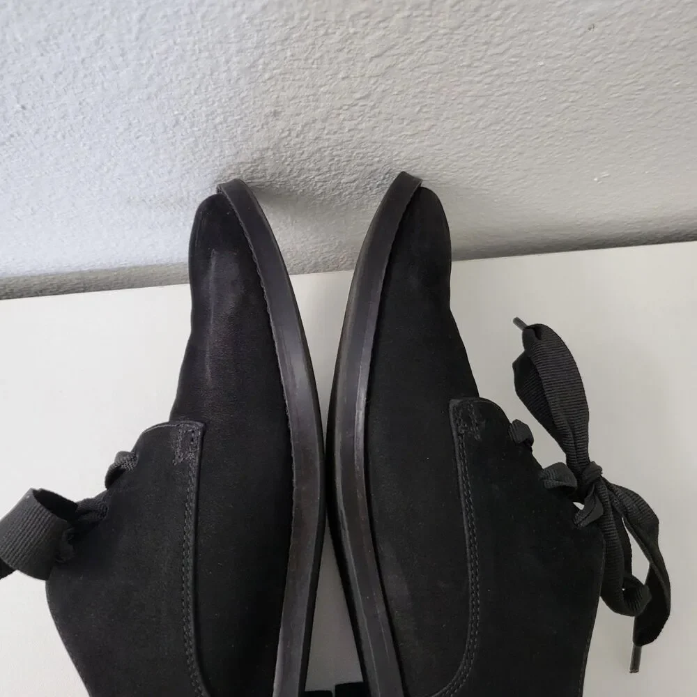 VIONIC Evelyn Oxford Shoes Womens 8.5 Black Suede Leather Ribbon Laces Derby